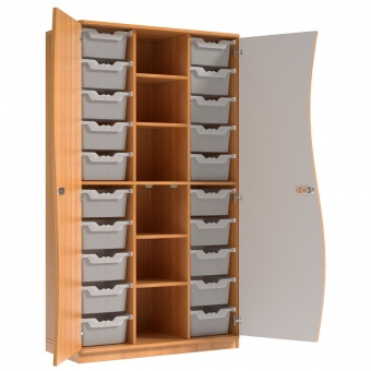 Wellentürenschrank, 190 cm hoch, 105x50 cm (B/T), Tür rechts grau, Wellentürenschrank, 190 cm hoch, 105x50 cm (B/T), Tür rechts grau,